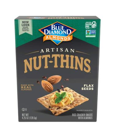 Blue Diamond Almond Artisan Nut Thins Cracker Crisps, Flax Seeds, 4.25 Ounce Flax Seeds 4.25 Ounce (Pack of 1)