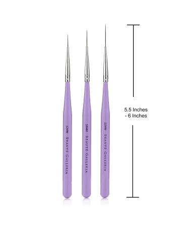 Beaute Galleria 3pc Nail Art Long Striper Brush Set (12mm 16mm 22mm) - Thin Fine Line Detailer & Striping Brushes for Color Block & One Stroke Designs - Buy Online on GoSupps.com