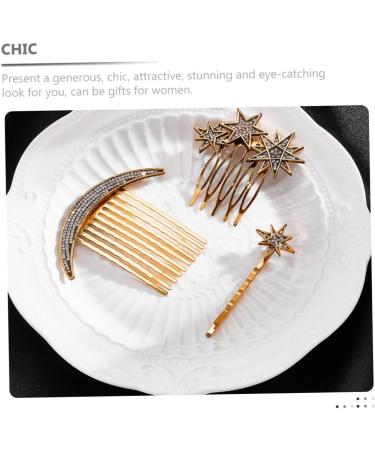 MAGICLULU 3 Sets Star Moon Hairpin Foundation Spatula for Face Wedding Hair Clips Hair Comb Moon Star Side Comb Wedding Ceremony Decorations Women s Suits Metal Bridesmaid Star Shape Alloy - Buy Online on GoSupps.com