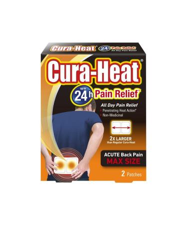 Cura-Heat Back Pain MAX size 2 patches 2 Count (Pack of 1) Max Size Single