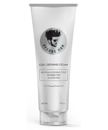Avenue Man Curl Defining Cream - Natural & Flexible Hold Hair Products with Herbal Extracts for All Hair Types - Paraben Free & Sulfate Free - Made in the USA (7.0 oz) Curl Defining Cream (7.0 Oz)