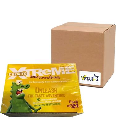 Chewits XTREME 6X EXTREMELY FRUITS FLAVOUR CHEWS FULL BOX 24 x 34g (SOUR LEMON CHEWS) - Buy Online on GoSupps.com