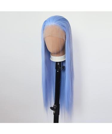 Tawarm Long Light Blue Wig for Black Women | Synthetic Lace Front Glue-Free Hand-Knotted Daily Wear & Cosplay | 33 x 7.6 cm Straight Style - Buy Online on GoSupps.com