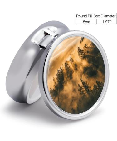 Portable 3-Compartment Pill Box with Pine Trees | Travel Pill Organizer for Purse & Pocket | Small Medicine Case - Buy Online on GoSupps.com