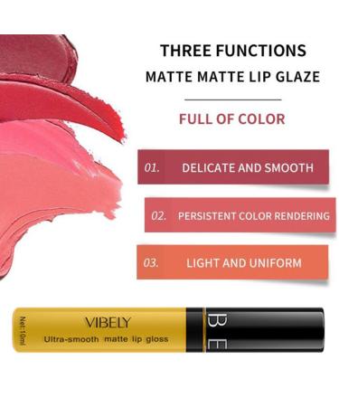 Vibely Matte Liquid Lipstick Set - Waterproof Velvety High Pigmented Lip Gloss for Women & Girls - Perfect Gift - Buy Online on GoSupps.com