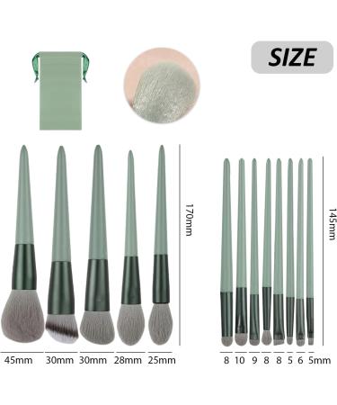 13 Makeup Brushes 1 Velvet Bag Professional Makeup Brush Set High-Grade Synthetic Bristles Soft-Bristled Beauty Tools for Makeup and Beauty (Green) - Buy Online on GoSupps.com