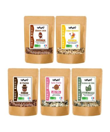 Toomaï - CRAZY MUESLIS FAMILY discovery pack | ORGANIC | French artisanal production | No refined sugars | Whole grains | Ultra-nourishing | Pack of 5 x sachets