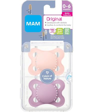 MAM Original Matte Pacifier (2 pack 1 Sterilizing Pacifier Case) Pacifiers 0-6 Months Baby Girl Pacifier Best Pacifiers for Breastfed Babies Sterilizing Storage Case - Buy Online on GoSupps.com