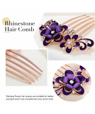Rose Gold Crystal Bridal Hair Comb - C Purple - Buy Online on GoSupps.com