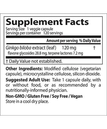 Doctor's Best Extra Strength Ginkgo 120mg - 120 Count (Non-GMO, Gluten Free, Vegan, Soy Free) - Promotes Mental Function and Memory - Buy Online on GoSupps.com