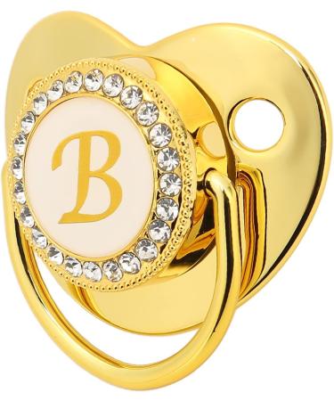 Golden Baby Pacifier with Curved Design & Clips | Custom 26 Letters | Safe for 6-18 Months - Buy Online on GoSupps.com