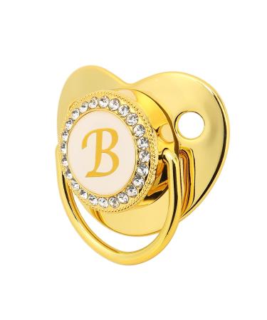 Golden Baby Pacifier with Clip | Curved Design Silicone Bling Clips for 6-18 Months | Stylish Soothing Accessory for Girls - Buy Online on GoSupps.com