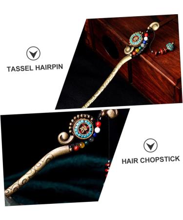 Mikinona Hairpin Tassel Hair Bun Hanfu Hair Accessories Hair Bun Stick Chinese Hair Accessories Traditional Classcical Metal Hair Barrettes Hair Bun Holder Issue Card Zinc Alloy Vintage - Buy Online on GoSupps.com