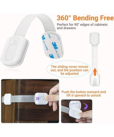 Cupboard Locks for Children 12Pcs Child Locks Adjustable Baby Cupboard Safety Locks for Cabinets Drawers Fridge Toilet Door - Buy Online on GoSupps.com