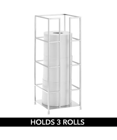 mDesign Chrome Toilet Paper Reserve Stand - 3-Jumbo Roll Storage Canister for Bathroom - Free-Standing Holder for Under Sink, Vanity, Cabinet - Citi Collection - Buy Online on GoSupps.com