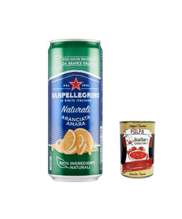 Italian Gourmet E.R. SanPellegrino Aranciata Amara Lemonade Orange 'Bitteroange' 330 ml + Italian Gourmet Pulp 400 g