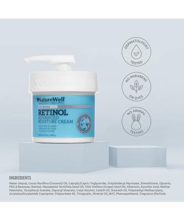 NATURE WELL Clinical Retinol Advanced Moisture Cream 2 Pack (10 Oz Each) - Hydrating Face, Body & Hands Formula for Firmer Skin, Even Tone, Non-Greasy with Pump - Buy Online on GoSupps.com