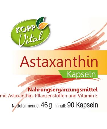 Kopp Vital Astaxanthin Capsules - 90 Vegan Capsules | High Bioavailability | Pure Pharmacy Quality Supplement - Buy Online on GoSupps.com