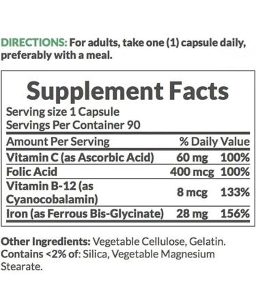 Nature's Bounty Gentle Iron 28 mg 90 Capsules - Pack of 3 | Iron Supplement for Gentle Absorption - Buy Online on GoSupps.com