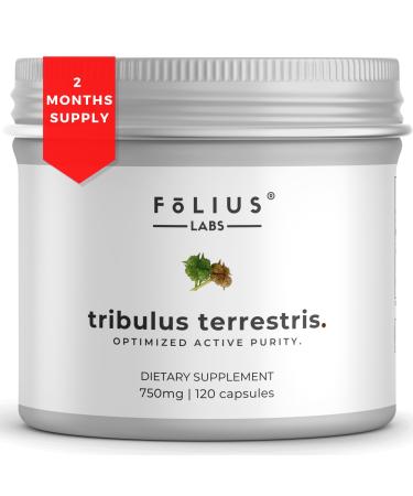 FOLIUS LABS Tribulus Terrestris 750mg - Concentrated Natural Whole Plant Extract - 120 Capsules