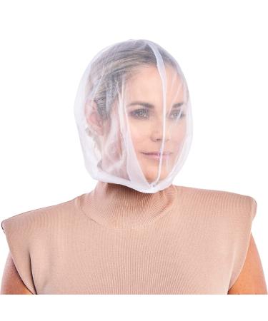 Betty Dain Makeup Protector Hood  Protects Hair and Make Up While Getting Dressed  Nylon Chiffon  Light and Airy  Triple Protection  Zipper closure  Machine Washable  White