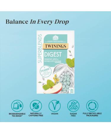 Twinings Superblends Digest Spearmint Apple & Rooibios with Baobab 20 Tea Bags 35g - Buy Online on GoSupps.com