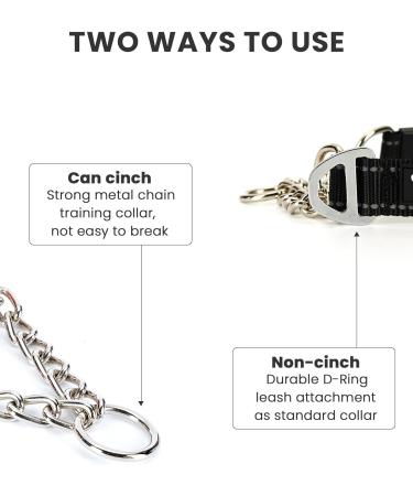 PETTOM Medium Half Choke Dog Collar - Chew Proof Metal Chain Collar for Medium/Large Dogs (M 17-20inch, Black) - Buy Online on GoSupps.com