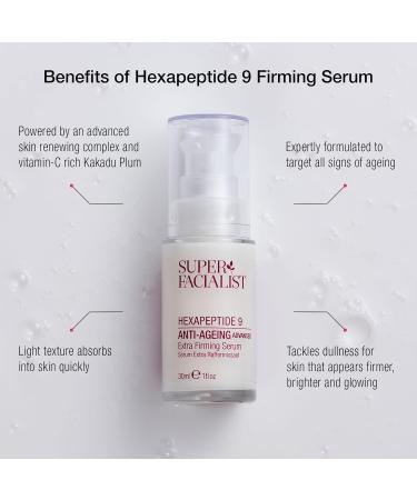 Super Facialist Hexapeptide 9 Anti-Ageing Advanced Extra Firming Serum - Anti Ageing Face Cream to Increase Elasticity Target Deep Wrinkles & Dull Skin Vegan Friendly 30 ml Hexapeptide-9 Serum - Buy Online on GoSupps.com