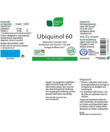 Nicapur Ubiquinol - Easy Absorb Coenzyme Q10 | 60 Capsules for Optimal Cell Energy - Buy Online on GoSupps.com
