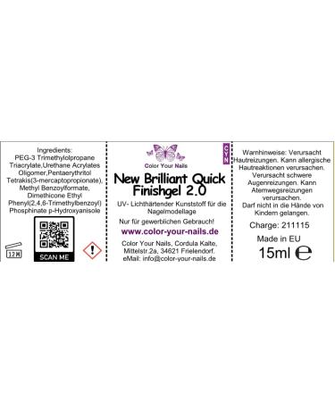 Buy New Brilliant Quick Finishgel 2.0 - Medium Viscosity Gloss Gel Top Coat | Long-Lasting High Gloss Finish | Made in Germany (15ml) - Buy Online on GoSupps.com