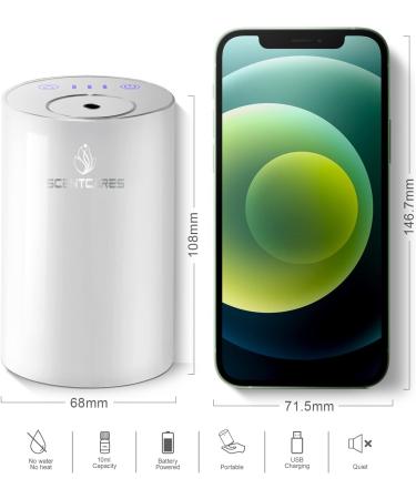 Waterless Essential Oils Diffuser - Portable Battery Operated Smart Cordless Design - Cold Mist Aroma Diffuser (White - Buy Online on GoSupps.com