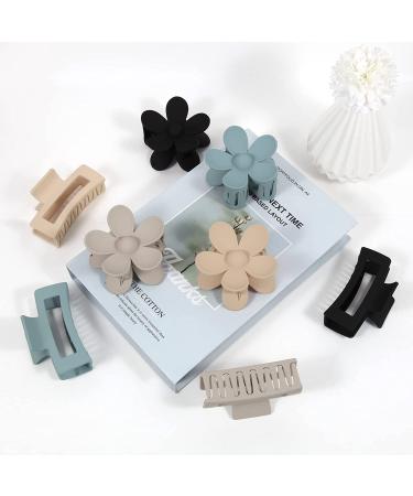 8 Pack Medium Claw Clips - Cute Flower & Square Hair Clips for Women and Girls - Matte Hair Claws - 2 Styles for Thick and Thin Hair - Buy Online on GoSupps.com
