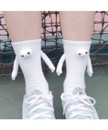 Funny Magnetic Suction 3D Couple Socks for Women Men | Unisex Funny Holding Hands Socks | Magnetic White-2PCS - Buy Online on GoSupps.com