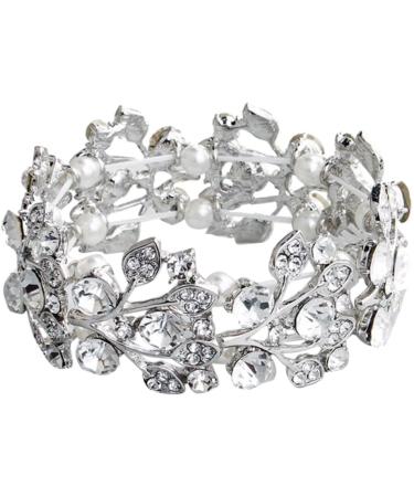 Healvian 2-Stone Pearl Bracelet for Women | Crystal & Diamond Accents | Elegant Bridal & Fashion Accessories - Buy Online on GoSupps.com
