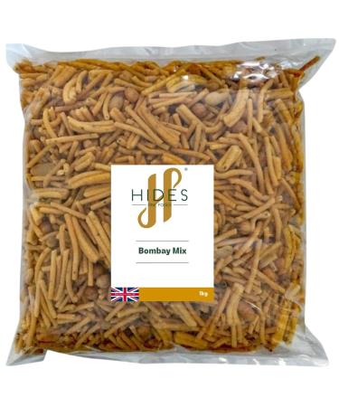 Hides Fine Foods - Bombay Mix 1kg - Suitable for Vegetarians - GMO Free - Snacking - Indian Snack Mix - Bar Snack - Perfect for Parties - Mixture of Noodles Lentils Peanuts Cumin 1 kg (Pack of 1)