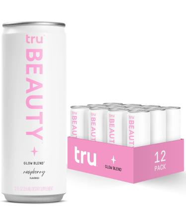 Tru Beauty Sparkling Water (12-Pack) Liquid Collagen Peptides with Biotin & Hyaluronic Acid - Gluten-free Keto-friendly Vegan Glow Collagen Blend - Raspberry Flavored Beauty Collagen Drink, 12fl.oz Beauty - Raspberry 12 Fl Oz (Pack of 12)