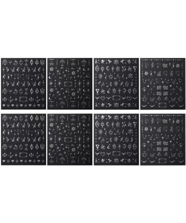 3D Metallic Silver Nail Stickers - Self-Adhesive Star Moon Sun & Butterfly Design - 8pcs Nail Art Accessories for Stunning Manicures - Buy Online on GoSupps.com