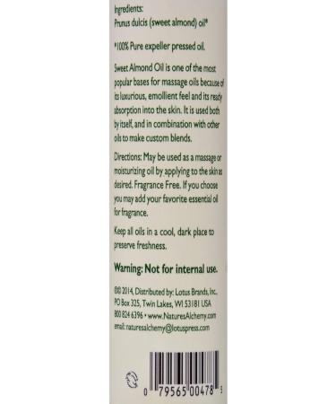 Nature's Alchemy Pure Sweet Almond Oil 4 oz - Nourishing & Moisturizing | International Shipping Available - Buy Online on GoSupps.com