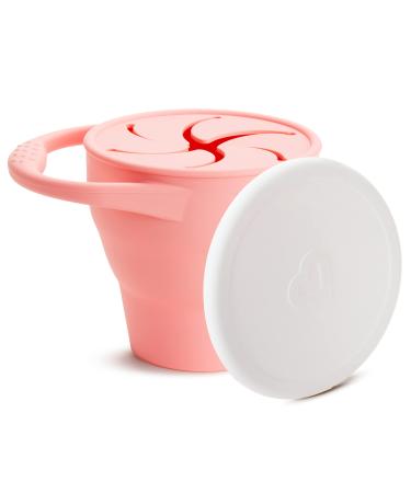 Munchkin  C est Silicone! Collapsible Snack Catcher  with Lid  Coral - Toddler Food Cup