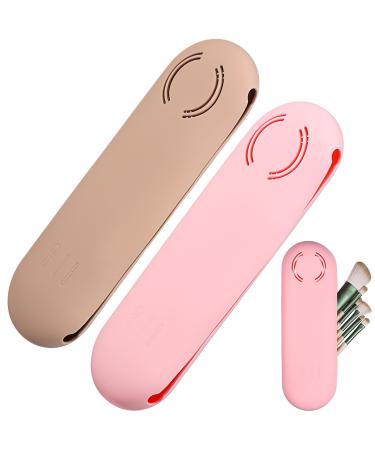 Silicone Makeup Brush Holder Travel: Cosmetics Bag Makeup Brush Case with Upgrade Anti-Fall Out Magnetic Closure - Women Makeup Brush Pouch Storage Organizer