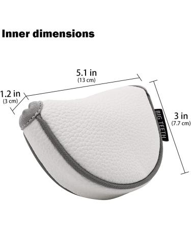 Big Teeth Small Golf Putter Cover - Half Mallet Mini Headcover w/ Magnetic Closure in White - Buy Online on GoSupps.com