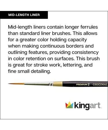 KINGART Original Gold 9375-10/0 Mid Length Liner Brush - Premium Golden Taklon for Outlining, Calligraphy & Lettering - Buy Online on GoSupps.com