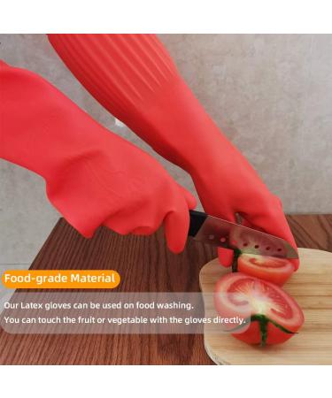 ThxToms Rubber Dishwashing Cleaning Gloves - 2 Pairs Fleece Lined Reusable & Waterproof Extra-Long Cuff Anti-Slip Design for Kitchen & Household - Large Orange (Pack of 4 - Buy Online on GoSupps.com