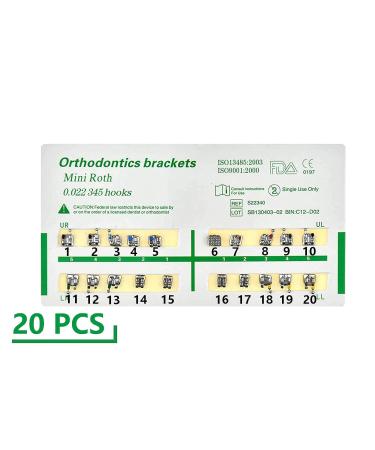 JLDP 20 pcs/Pack 200 pcs Brackets Brace 0.022 Metal (Mini Roth) - 3-4-5 Hooks | Dental Supplies - Buy Online on GoSupps.com