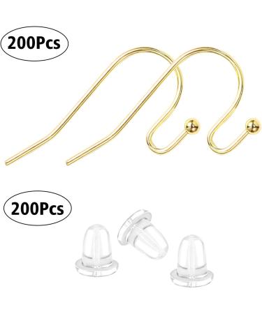 200 PCS 14K Gold Plated Hypoallergenic Earring Hooks for Jewelry Making with Earring Backs - Buy Online on GoSupps.com
