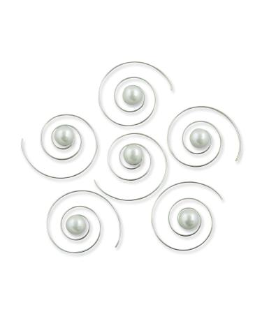 Rivelle ladies curlies hair beads 6 mm white 12 pieces pearl hair spirals hair accessories wedding bridal jewelry