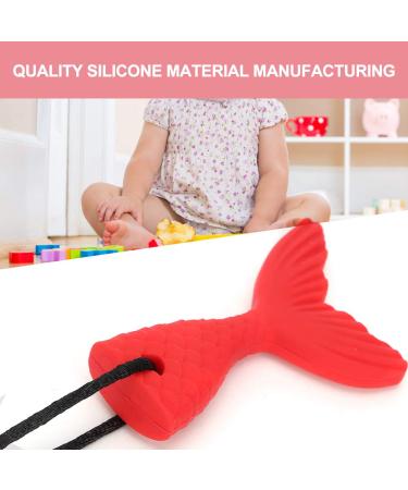 Buy Baby Teether - Silicone Fishtail Shape Teething Stick & Pendant Necklace (Red) | Soft & Safe Chew Toy for Infants - Buy Online on GoSupps.com