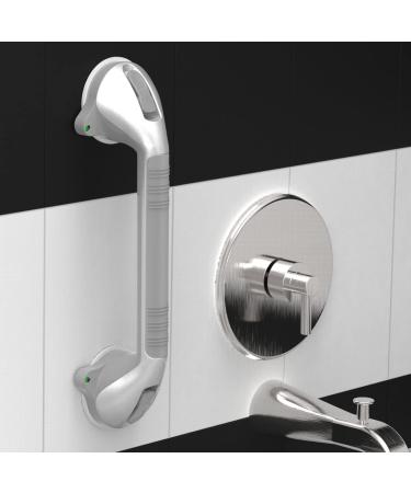 AmeriLuck 16.5 Suction Bath Grab Bar Pack of 2 - Silver/Grey | Bathroom Shower Handle with Indicators for Balance Assist - Buy Online on GoSupps.com
