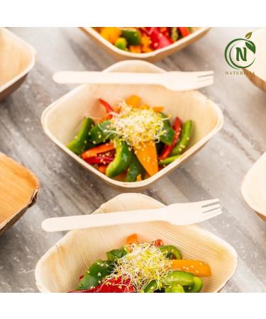 Naturelia 4-Inch Square Palm Leaf Disposable Bowls- Faux Wood Style Dinnerware Soup and Salad Bowl Set - 25-Pack Bundle - Microwave Oven and Freezer Safe 25 4 inch - Buy Online on GoSupps.com