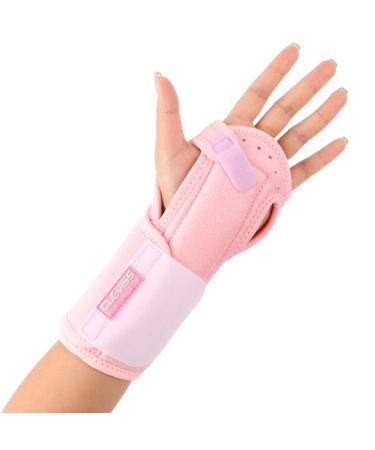 Night Sleep Wrist Brace for carpal tunnel  Adjustable Wrist Pain support for Men and Women- Fits Left & Right Hand - Wrist Sleep Support Stabilizer with Aluminum Splint for Injuries Sprain (Pink)